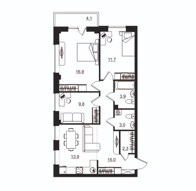 планировка квартиры 78 м2